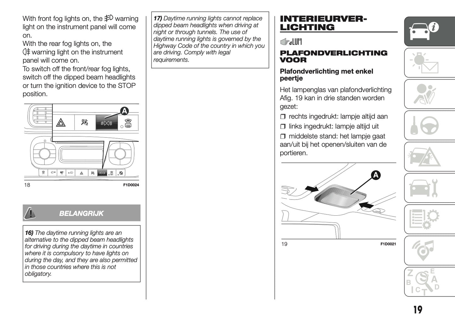 2018-2019 Fiat Panda Owner's Manual | Dutch