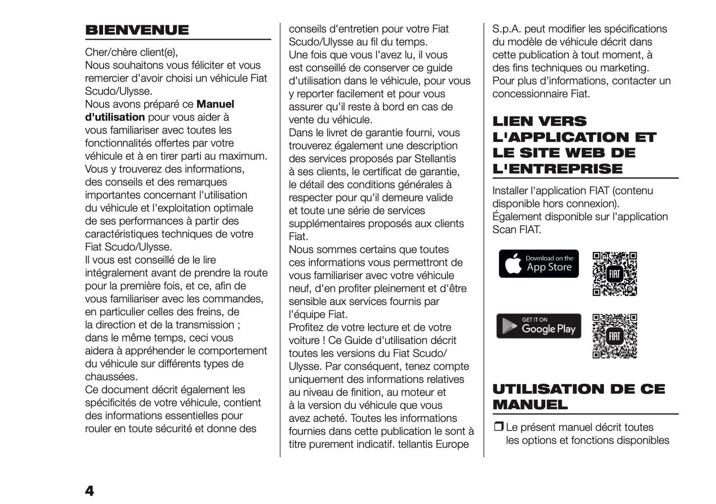 2026 Fiat Scudo/Ulysse Manuel du propriétaire | Français