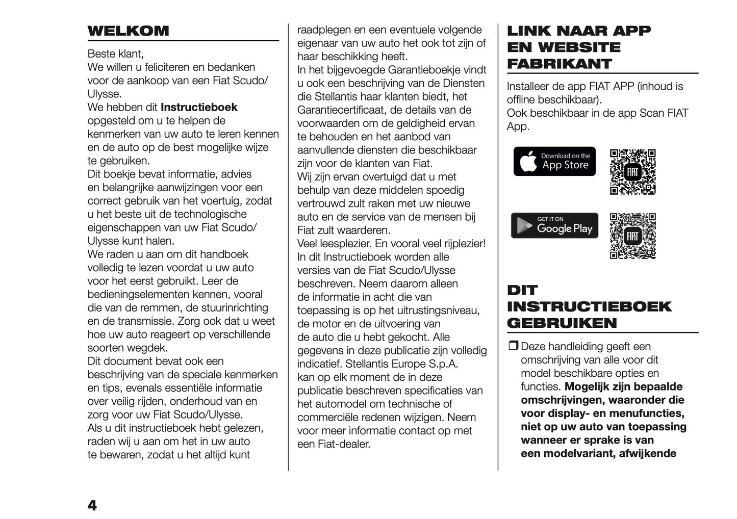 2026 Fiat Scudo/Ulysse Owner's Manual | Dutch