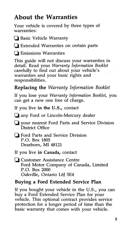 1993 Ford Bronco Owner's Manual | English