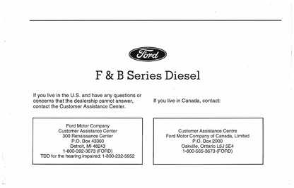 1996 Ford F&B Series Diesel Manuel du propriétaire | Anglais