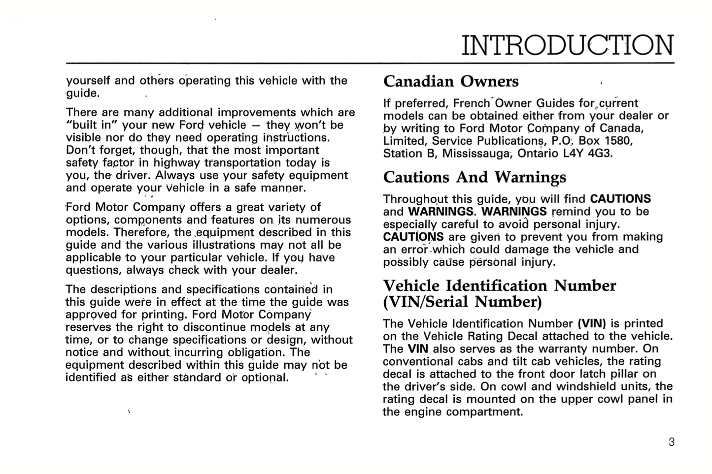 1994 Ford L-Series Owner's Manual | English