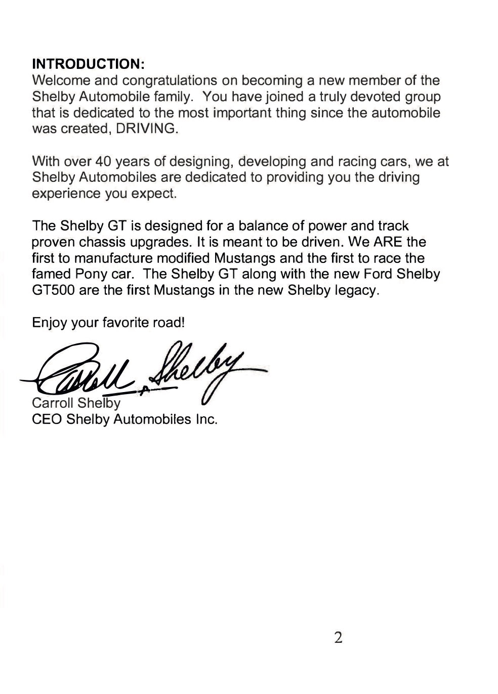 2006 Ford Shelby GT Owner's Manual Supplement | English