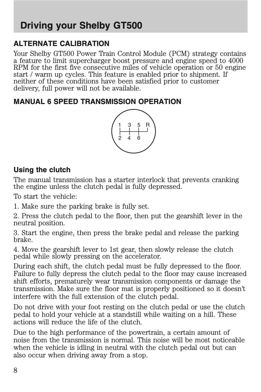 2008 Ford Shelby GT500 Owner's Manual Supplement | English