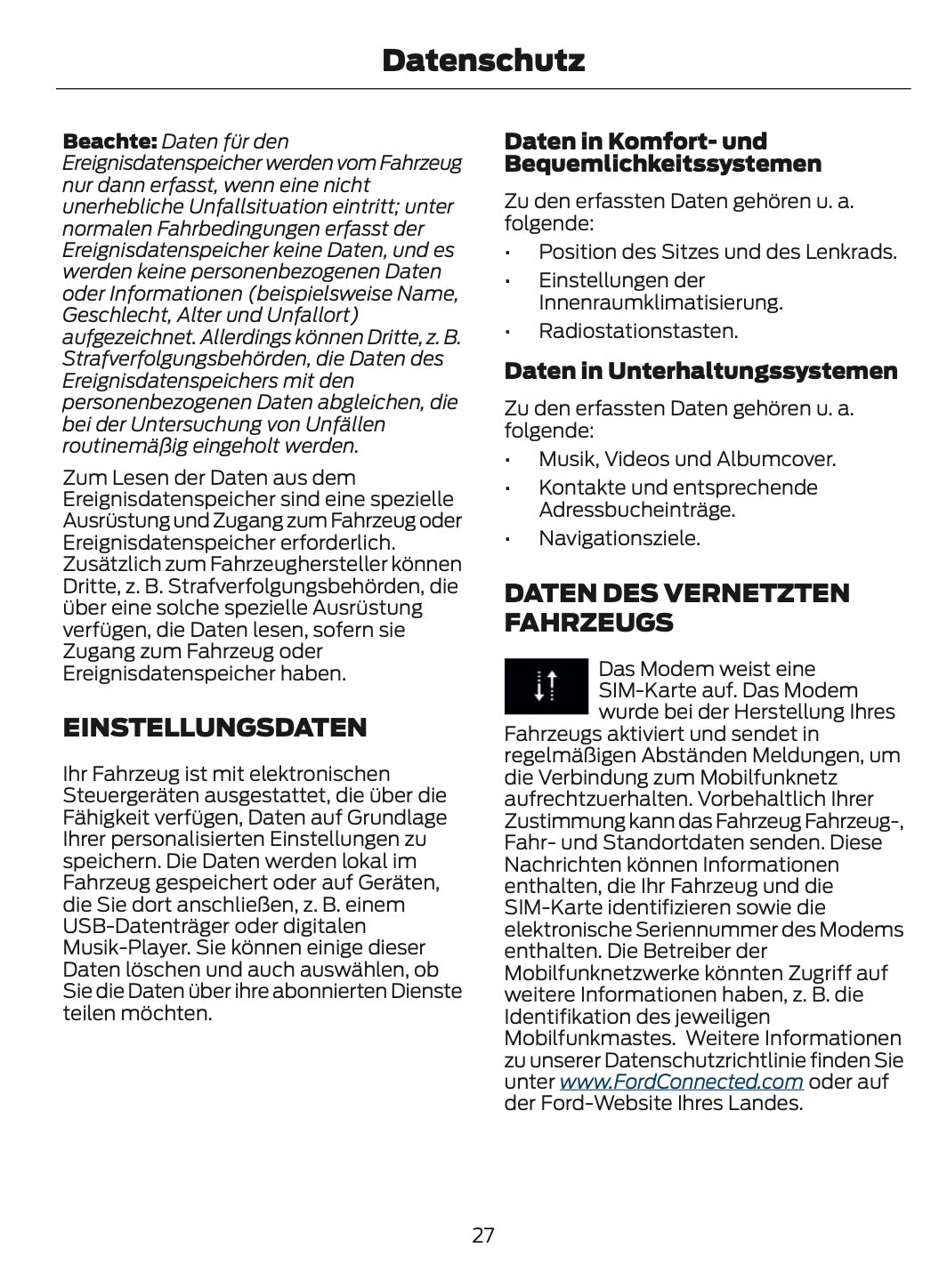 2024-2025 Ford Tourneo Courier/Transit Courier Owner's Manual | German