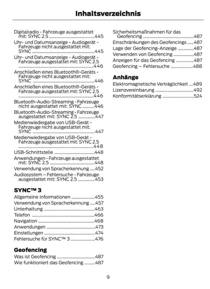 2021-2024 Ford Tourneo Custom/Transit Custom Owner's Manual | German