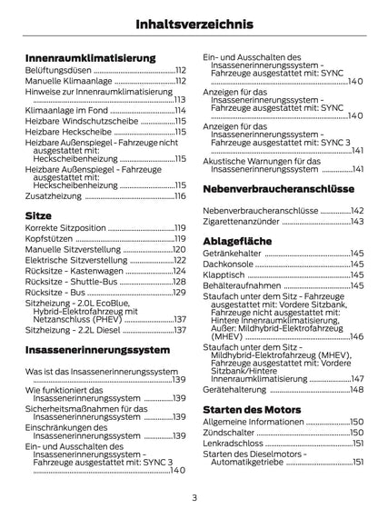 2021-2024 Ford Tourneo Custom/Transit Custom Owner's Manual | German