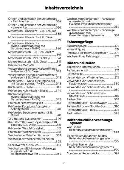2021-2024 Ford Tourneo Custom/Transit Custom Owner's Manual | German