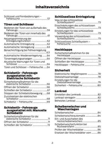 2023-2024 Ford Tourneo Custom/Transit Custom Owner's Manual | German