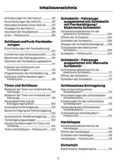 2026 Ford Tourneo Custom/Transit Custom Owner's Manual | German