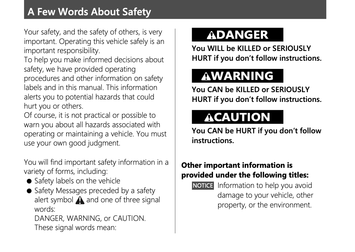 2024 Honda NC750X Owner's Manual | English