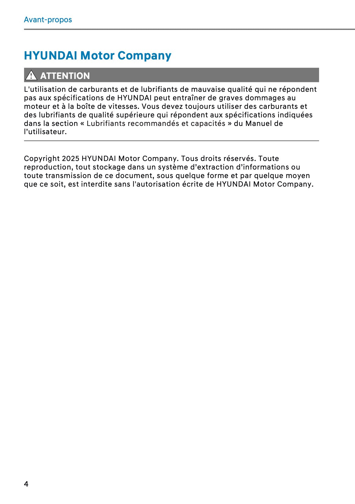 2026 Hyundai Santa Fe Manuel du propriétaire | Français