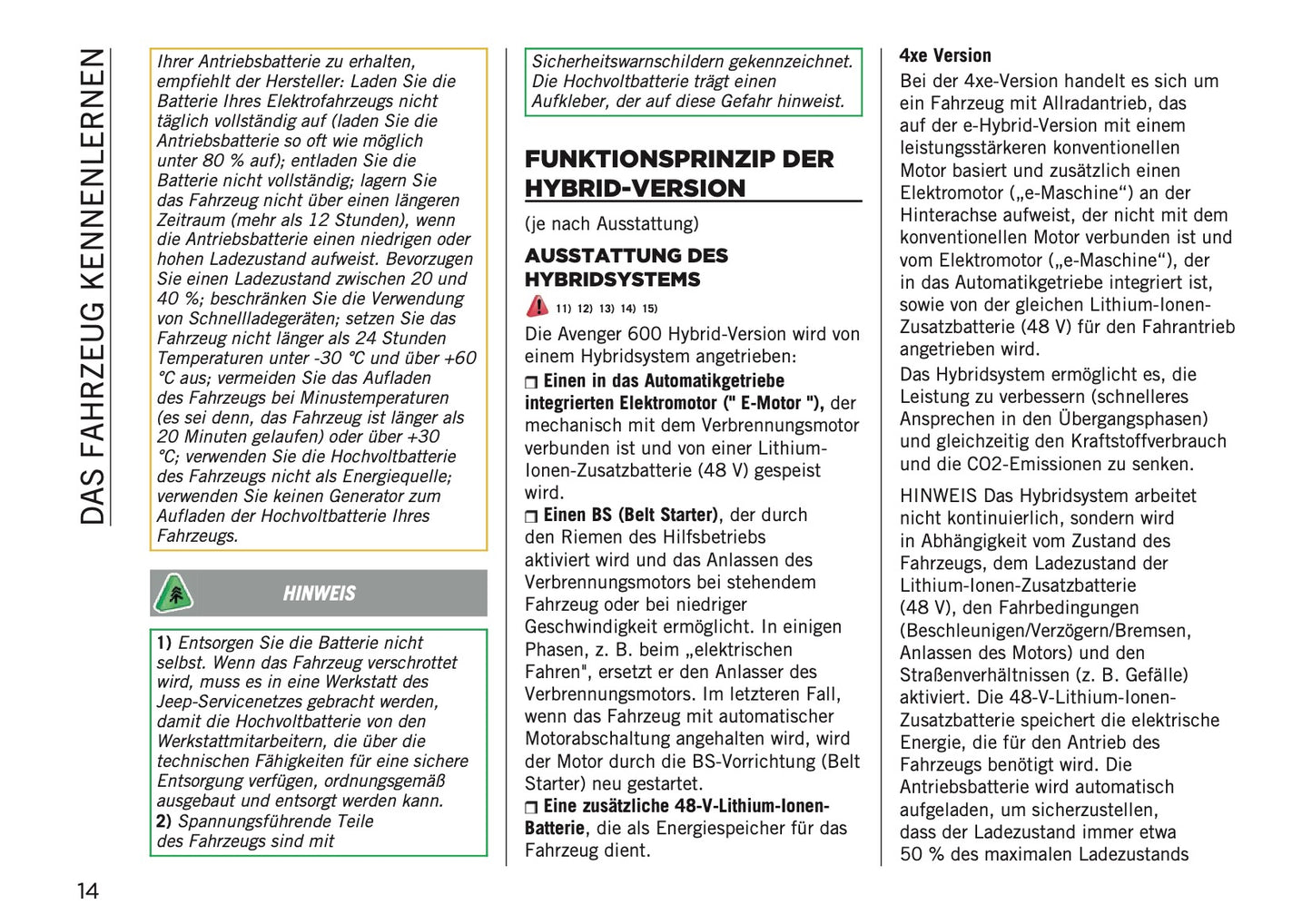 2025-2026 Jeep Avenger Owner's Manual | German