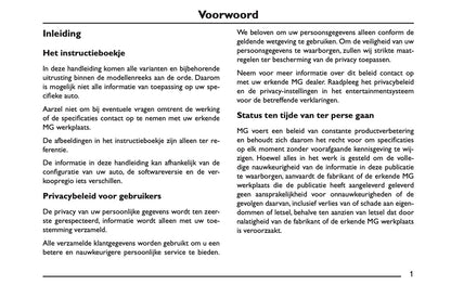 2022 MG Marvel R Owner's Manual | Dutch