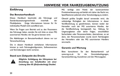 2025 MG MG3 Owner's Manual | German