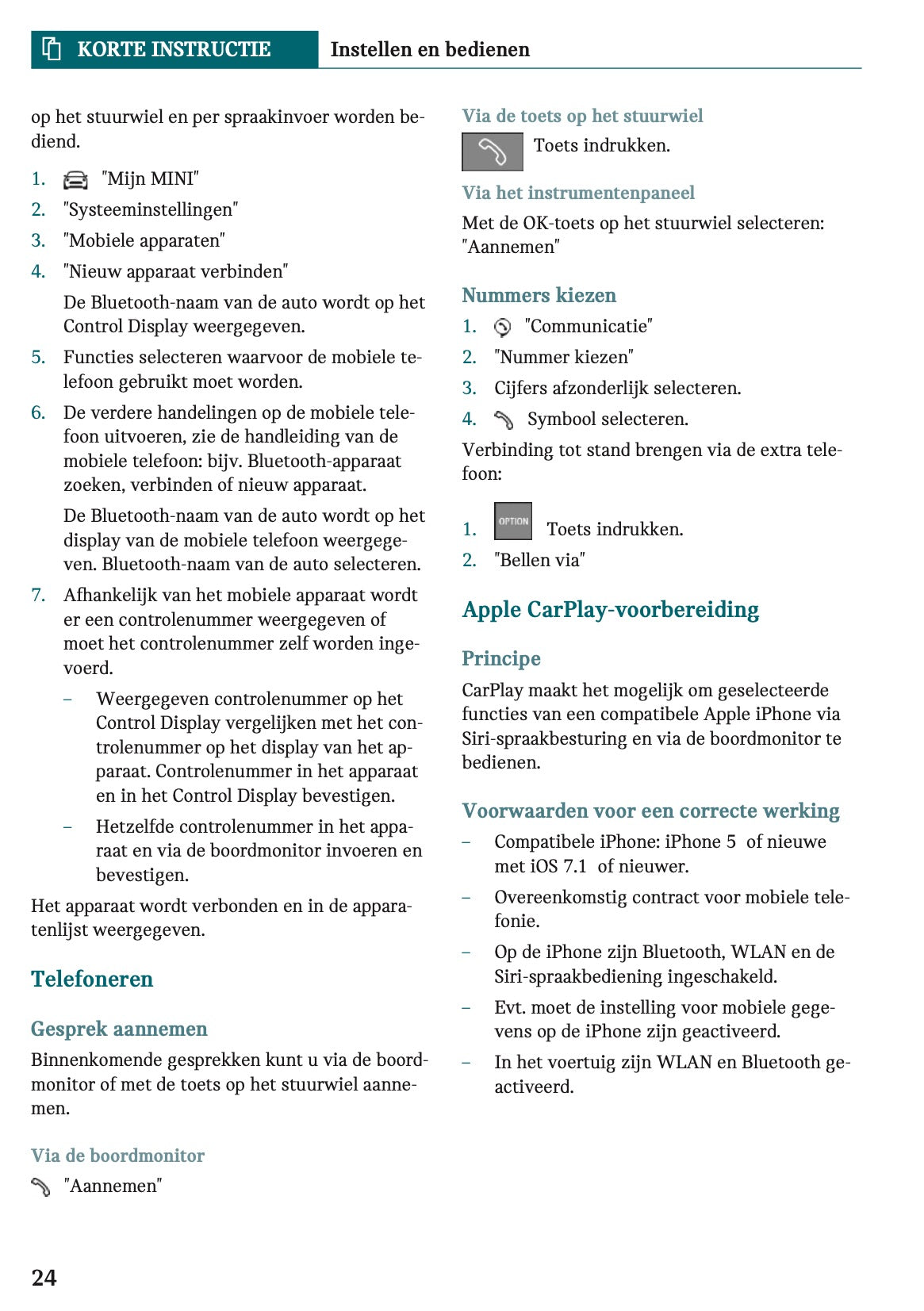 2022-2023 Mini Cabrio Owner's Manual | Dutch