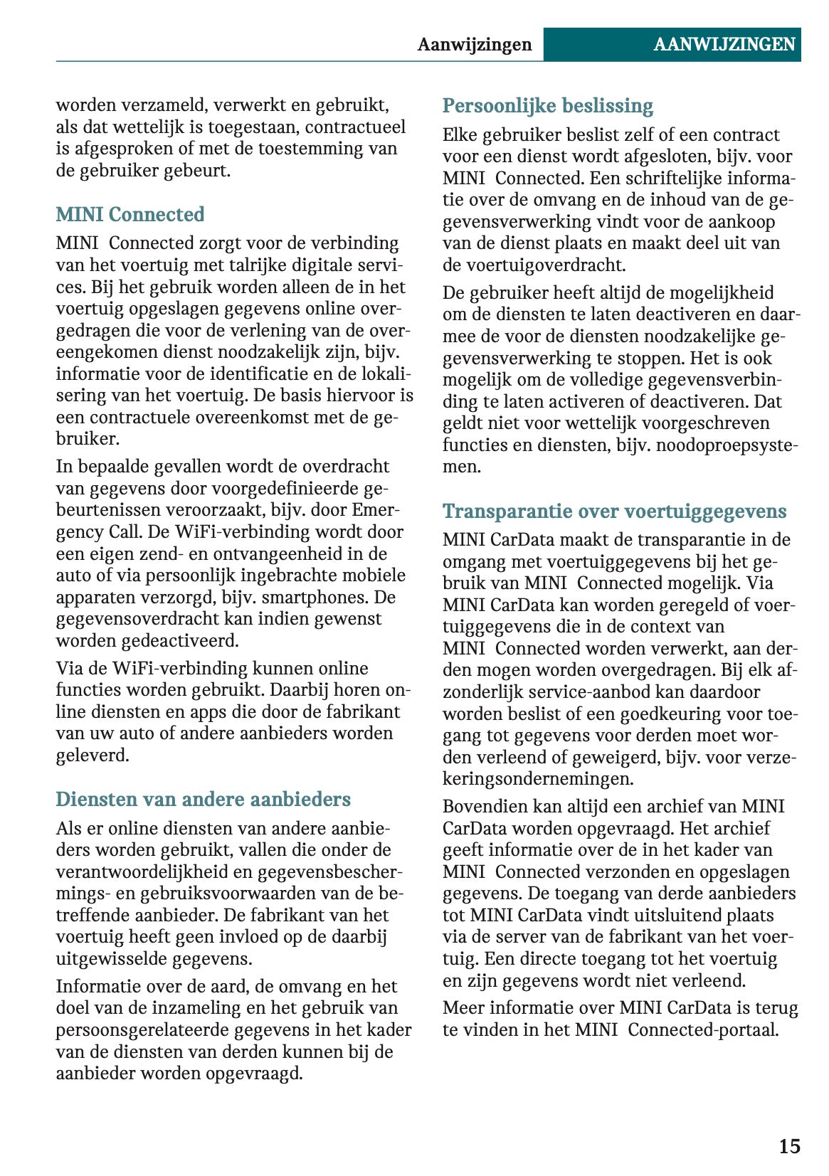 2021-2022 Mini Clubman Owner's Manual | Dutch