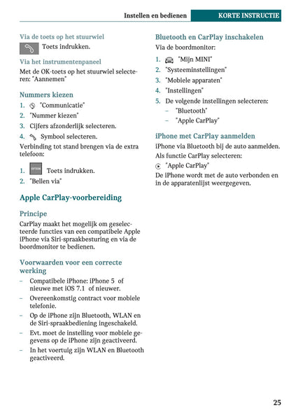 2021-2022 Mini Clubman Owner's Manual | Dutch