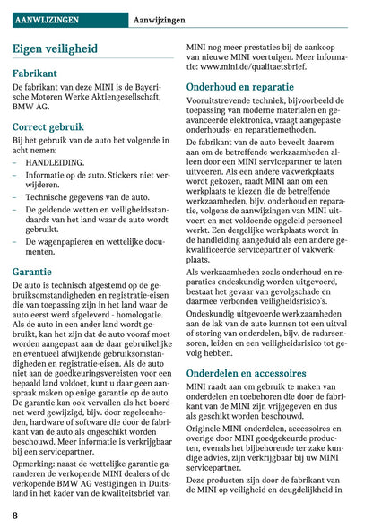 2021-2022 Mini Clubman Owner's Manual | Dutch