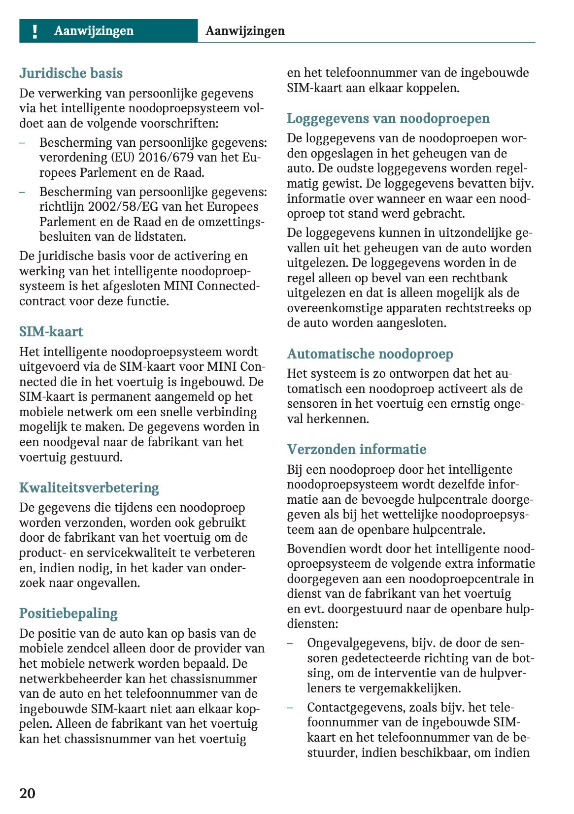 2025-2026 Mini Cooper Owner's Manual | Dutch