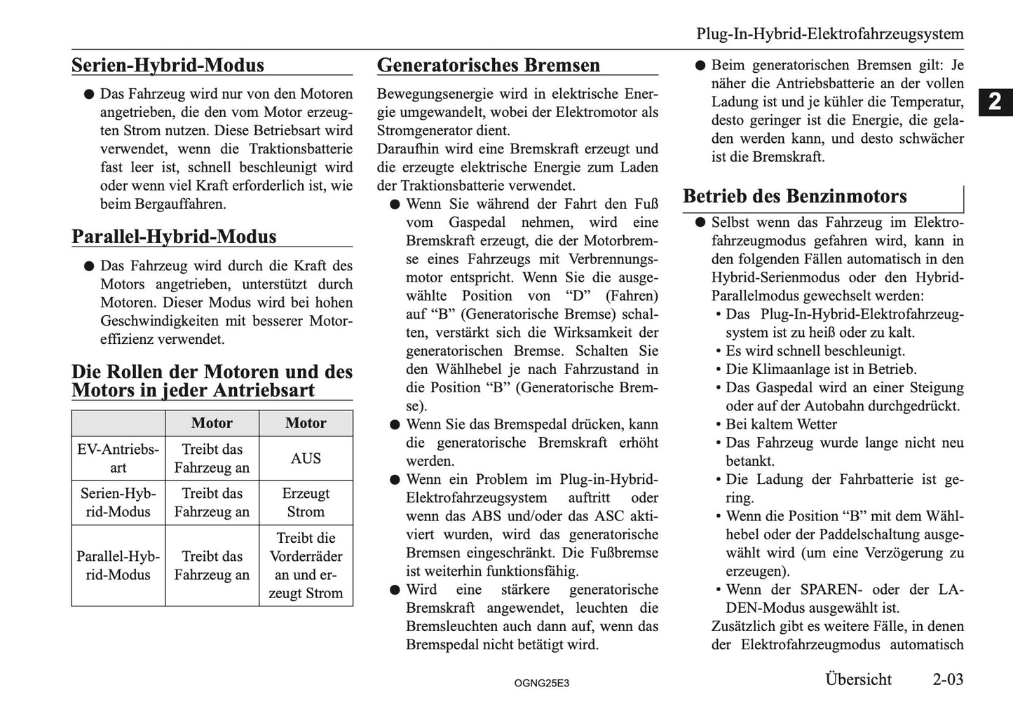 2025 Mitsubishi Outlander PHEV Owner's Manual | German