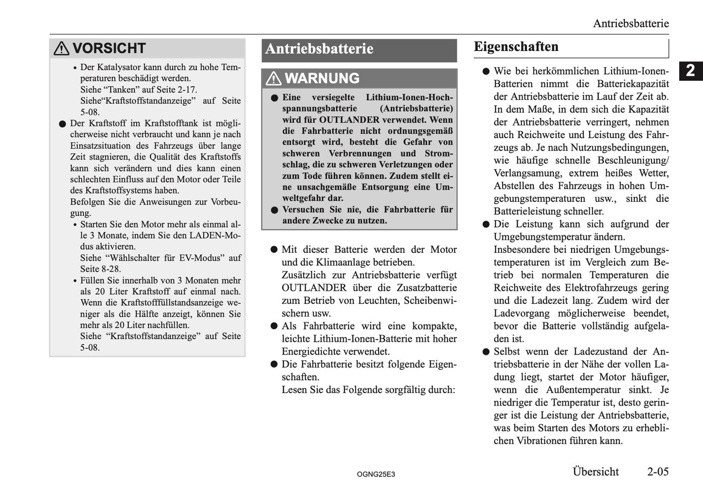2025 Mitsubishi Outlander PHEV Owner's Manual | German