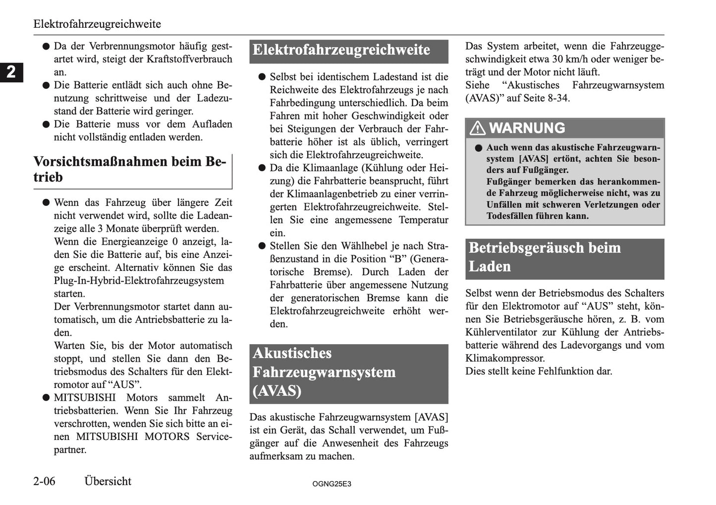2025 Mitsubishi Outlander PHEV Owner's Manual | German