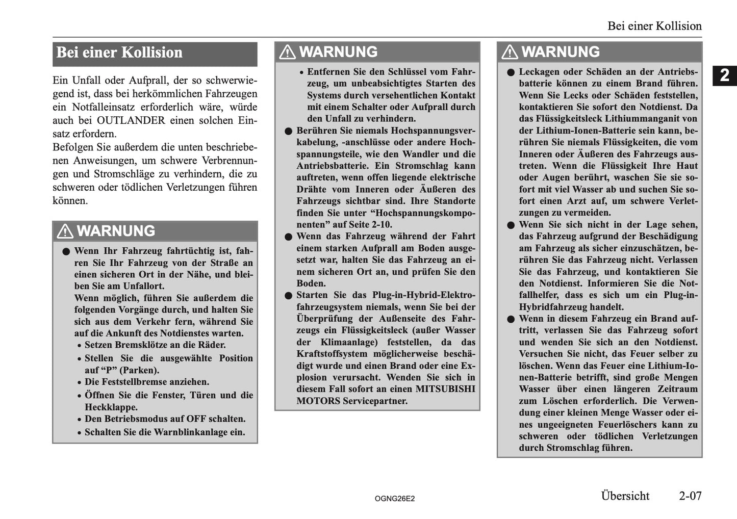 2026 Mitsubishi Outlander PHEV Owner's Manual | German