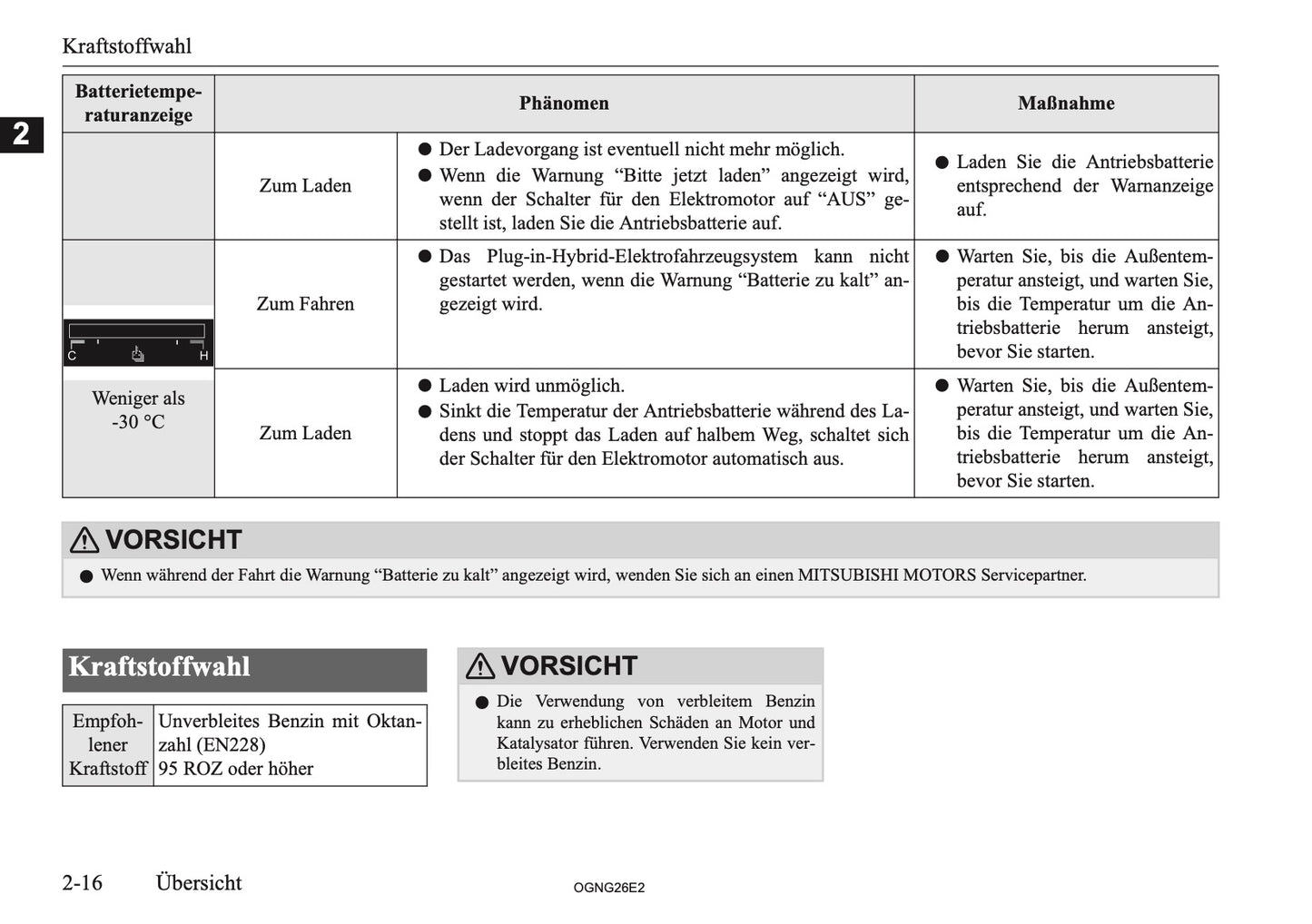 2026 Mitsubishi Outlander PHEV Owner's Manual | German
