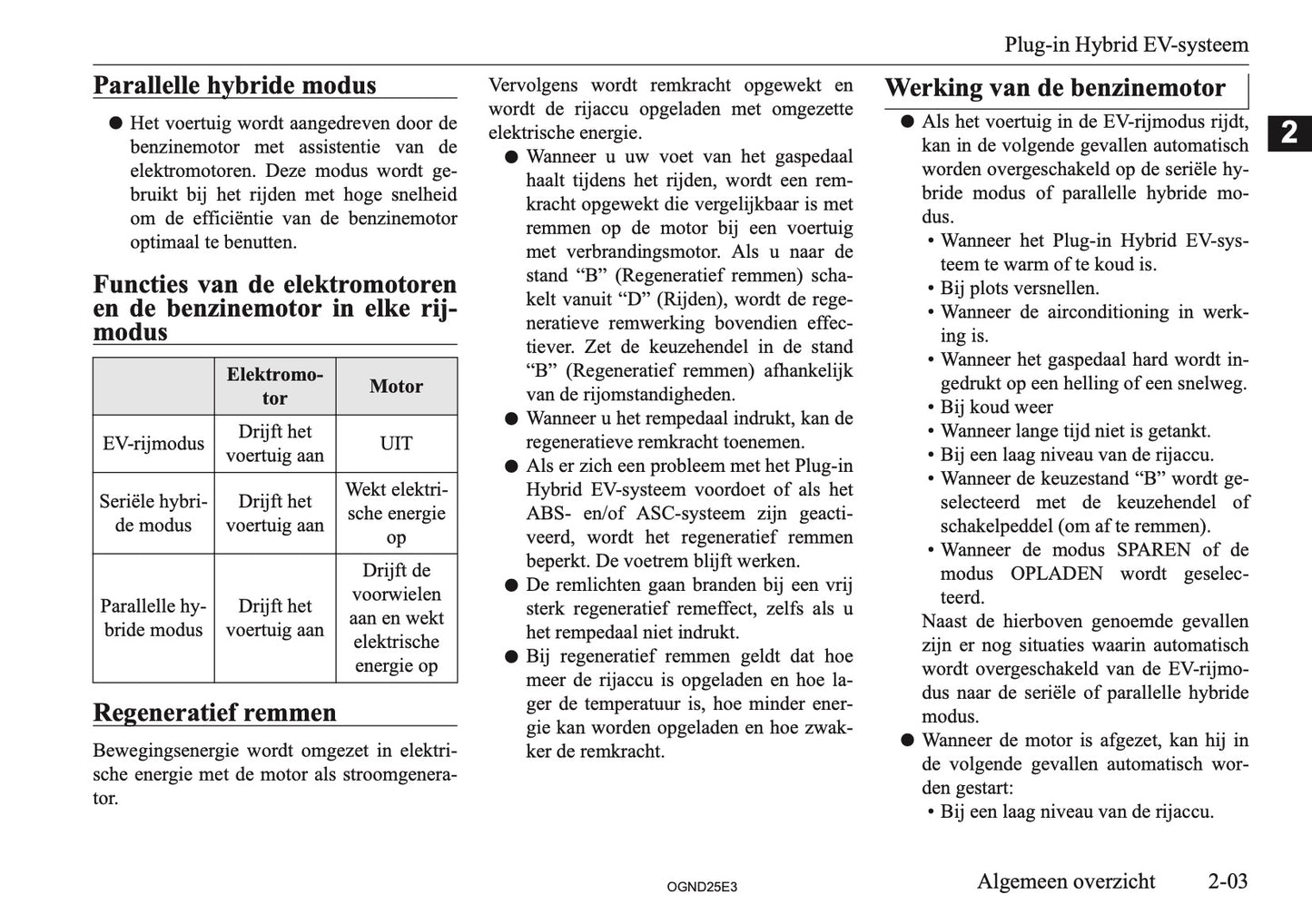 2025 Mitsubishi Outlander PHEV Owner's Manual | Dutch