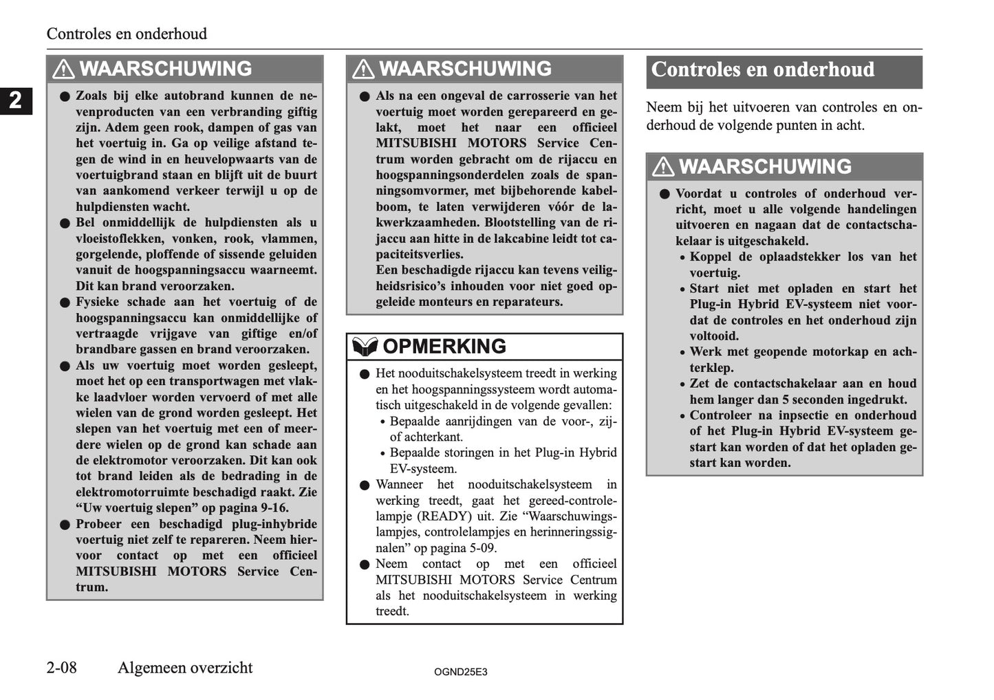 2025 Mitsubishi Outlander PHEV Owner's Manual | Dutch
