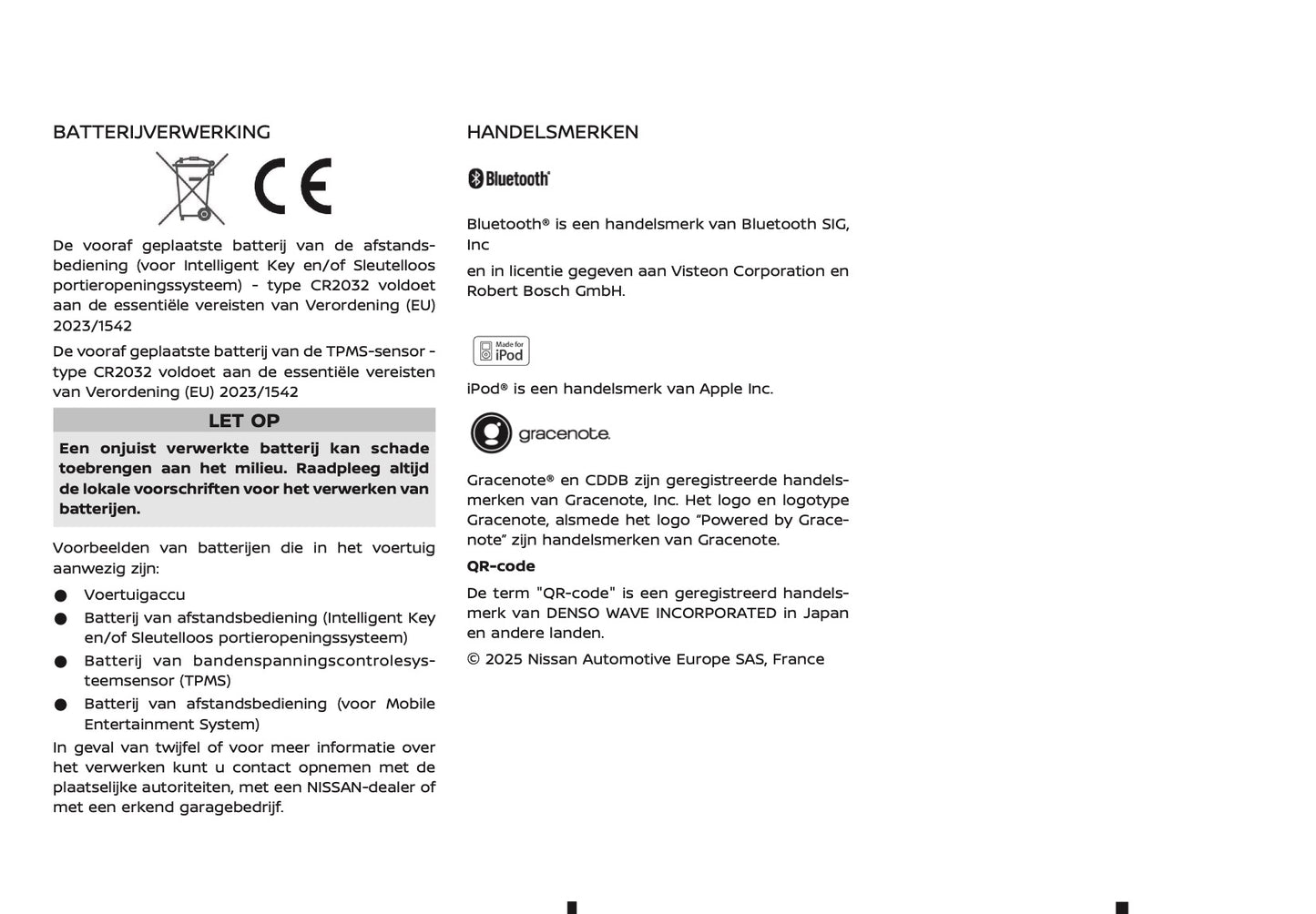 2025-2026 Nissan Qashqai e-Power Owner's Manual | Dutch