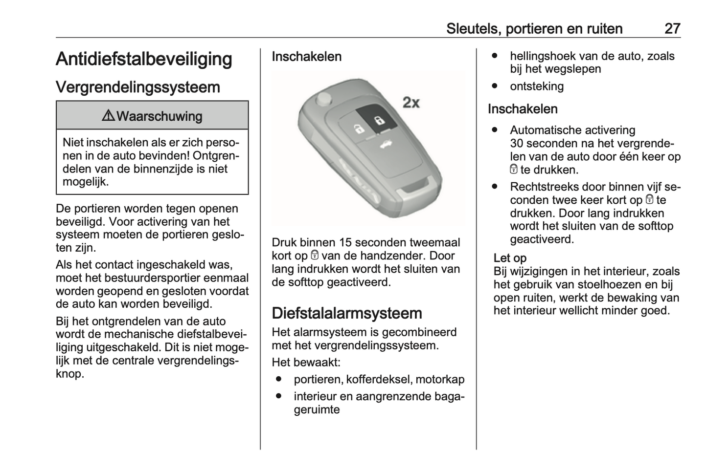 2016 Opel Cascada Owner's Manual | Dutch