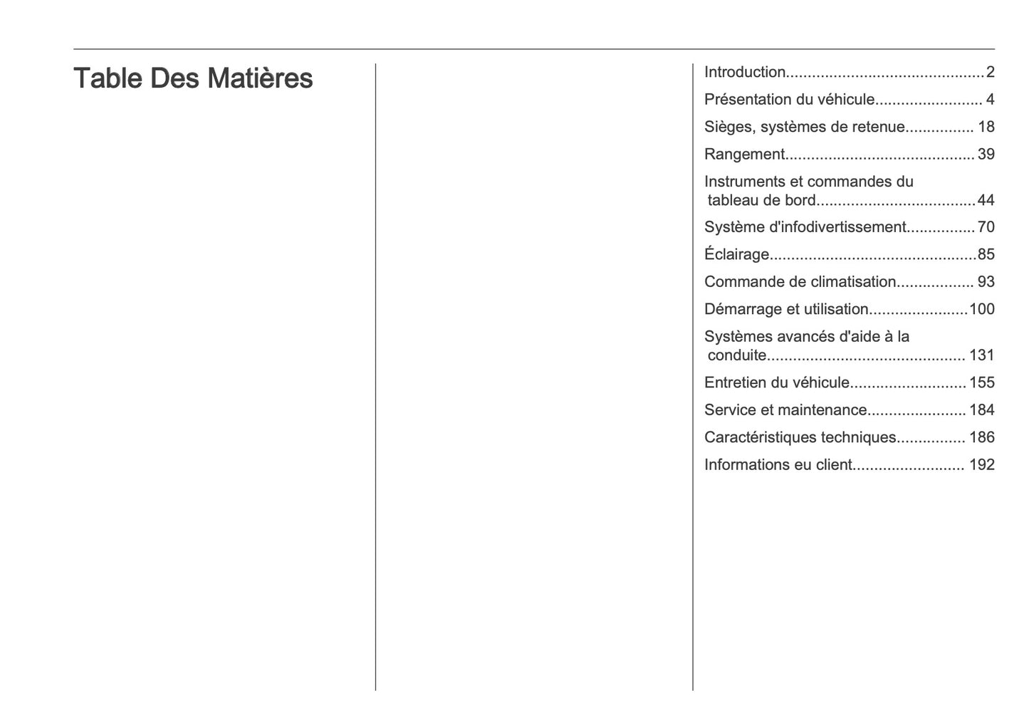 2025-2026 Opel Frontera Owner's Manual | French