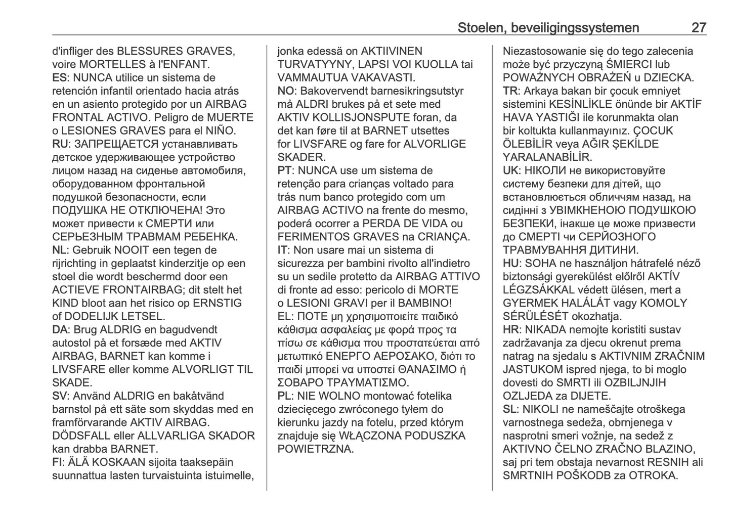 2025-2026 Opel Frontera Owner's Manual | Dutch