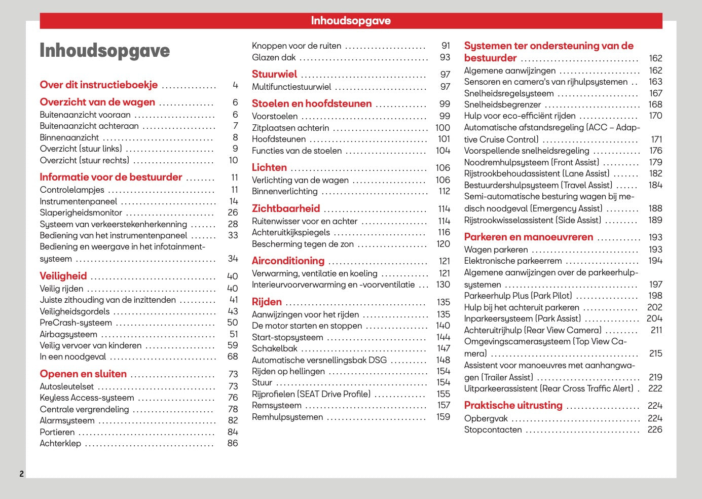2026 Seat Ateca Owner's Manual | Dutch