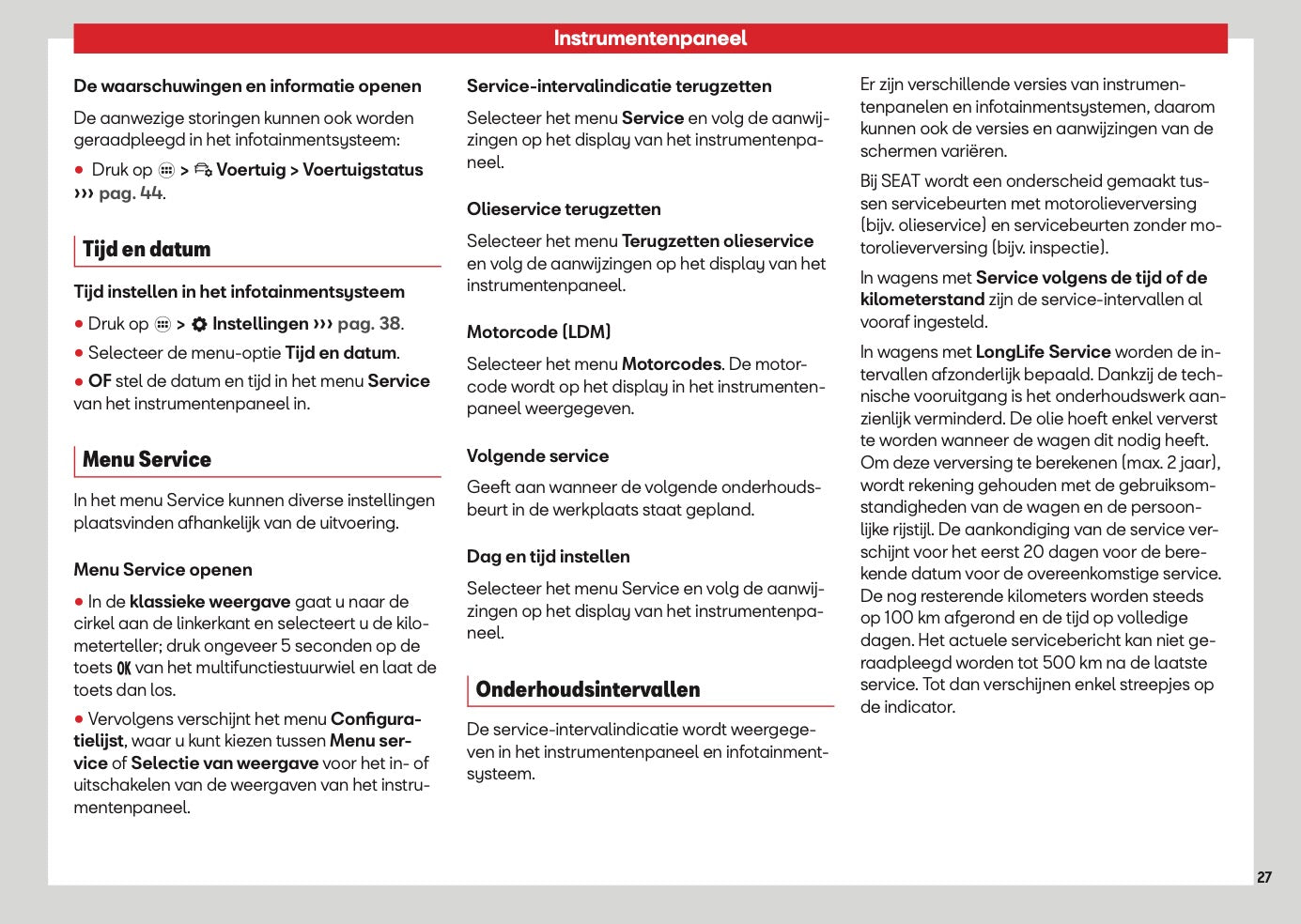 2026 Seat Leon/Leon Sportstourer Owner's Manual | Dutch