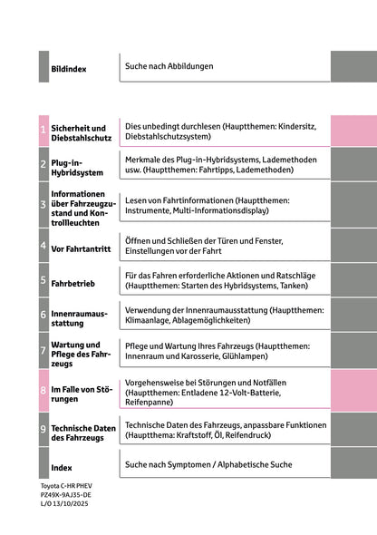 2025-2026 Toyota C-HR Plug-in-Hybrid Owner's Manual | German