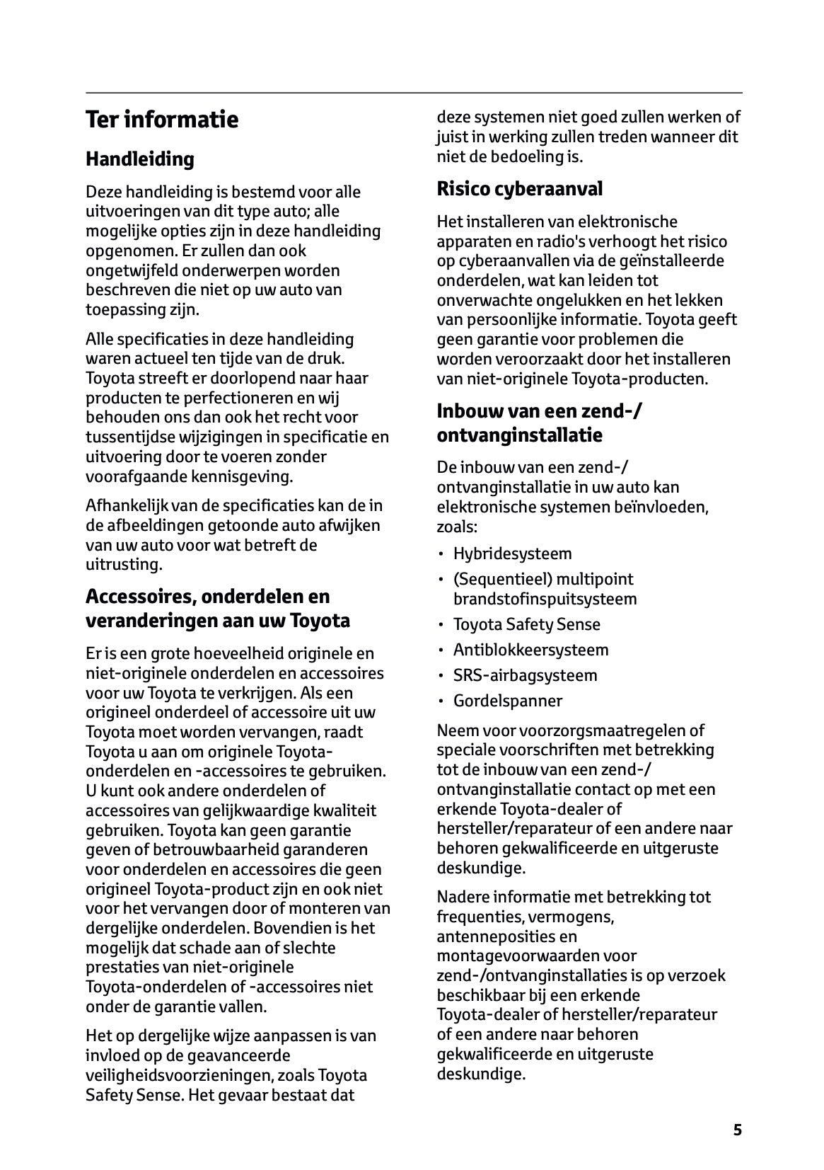 2025-2026 Toyota C-HR Plug-in-Hybrid Owner's Manual | Dutch