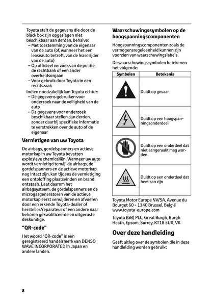 2025-2026 Toyota Mirai Owner's Manual | Dutch