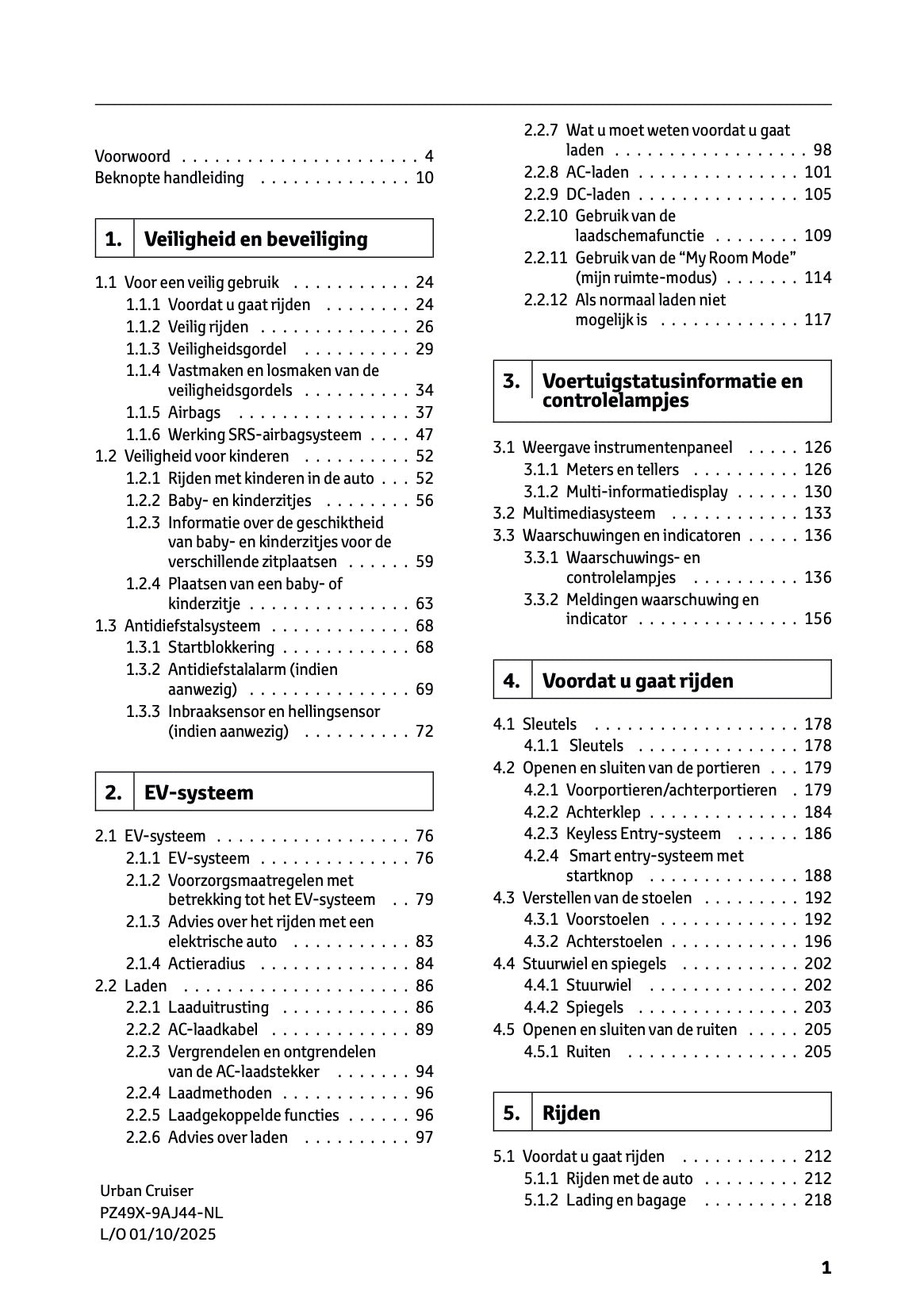 2025-2026 Toyota Urban Cruiser Owner's Manual | Dutch
