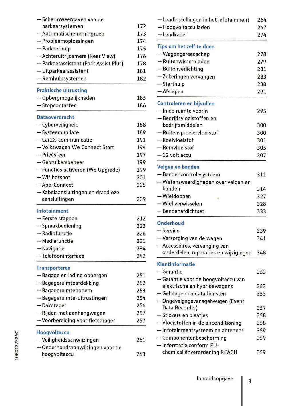 2020-2023 Volkswagen ID.3 Owner's Manual | Dutch