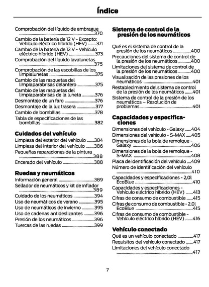 2021-2024 Ford Galaxy/S-Max Owner's Manual | Spanish