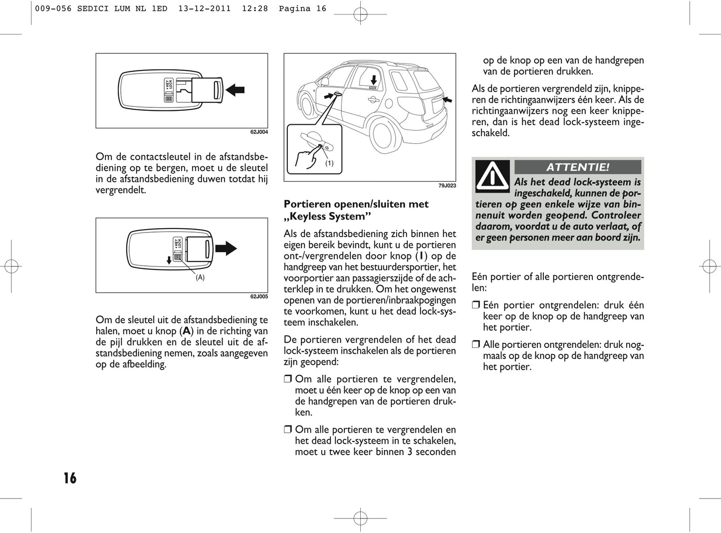 2013 Fiat Sedici Owner's Manual | Dutch