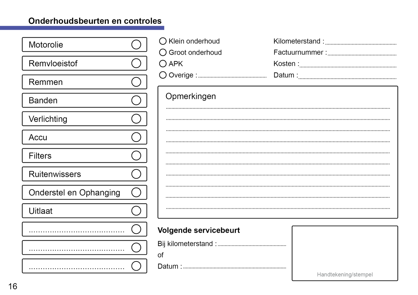 Onderhoudsboekje voor Jeep