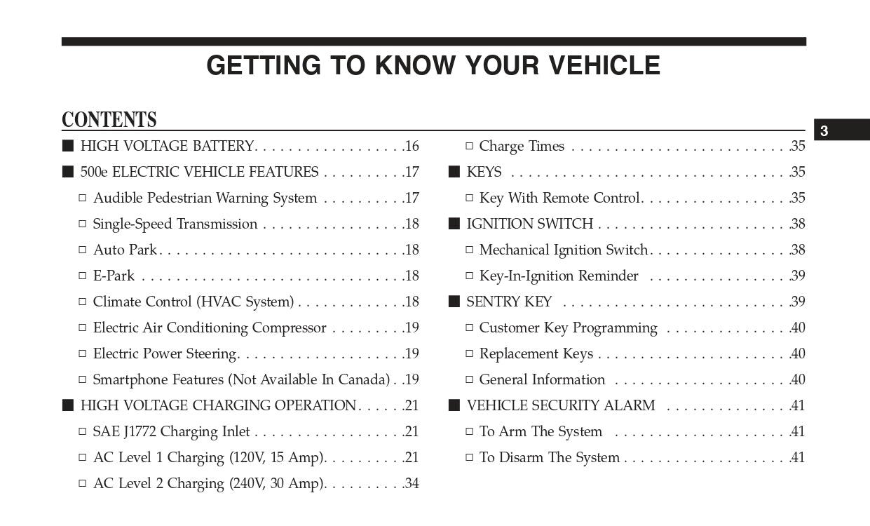 2018 Fiat 500e Owner's Manual | English