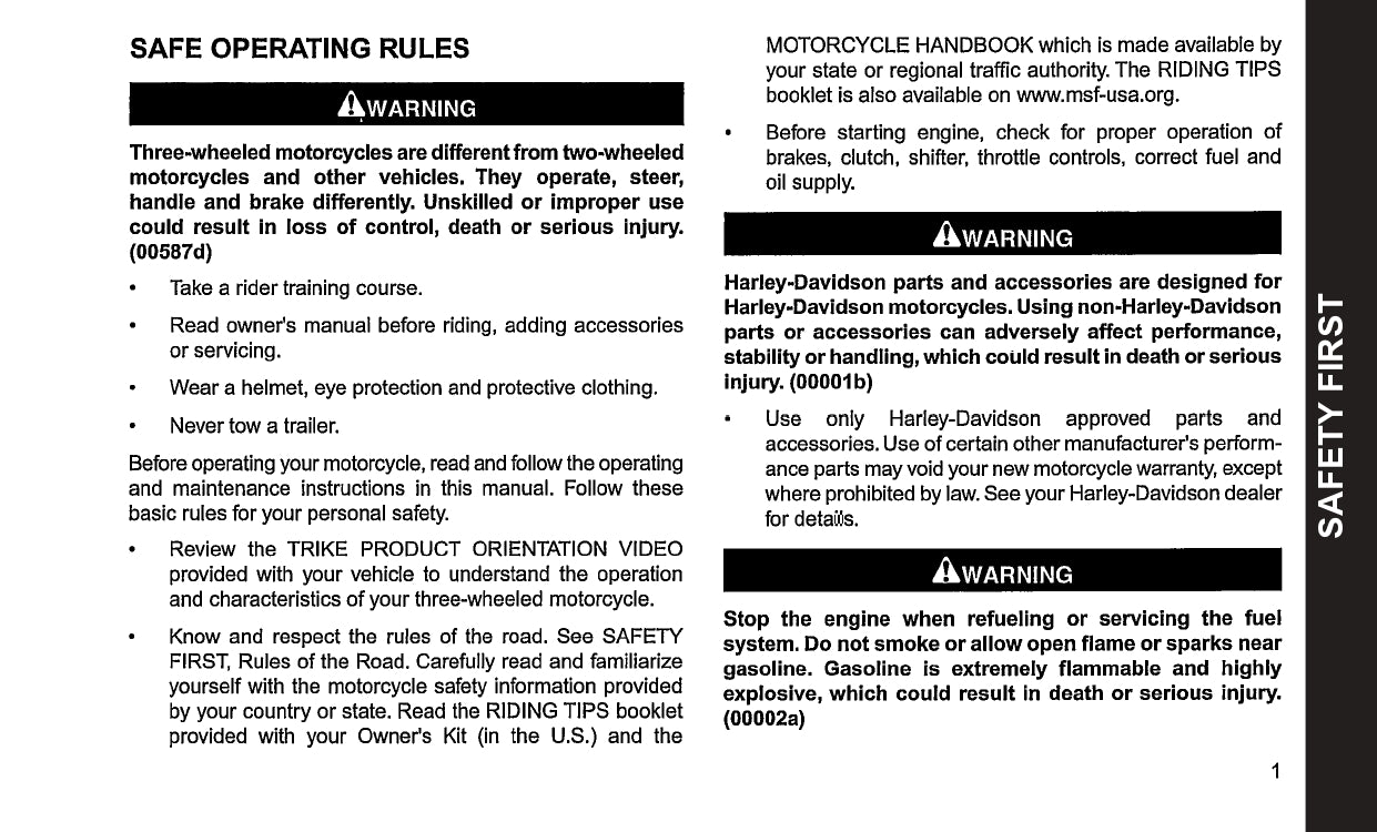 2016 Harley-Davidson Trike Owner's Manual | English