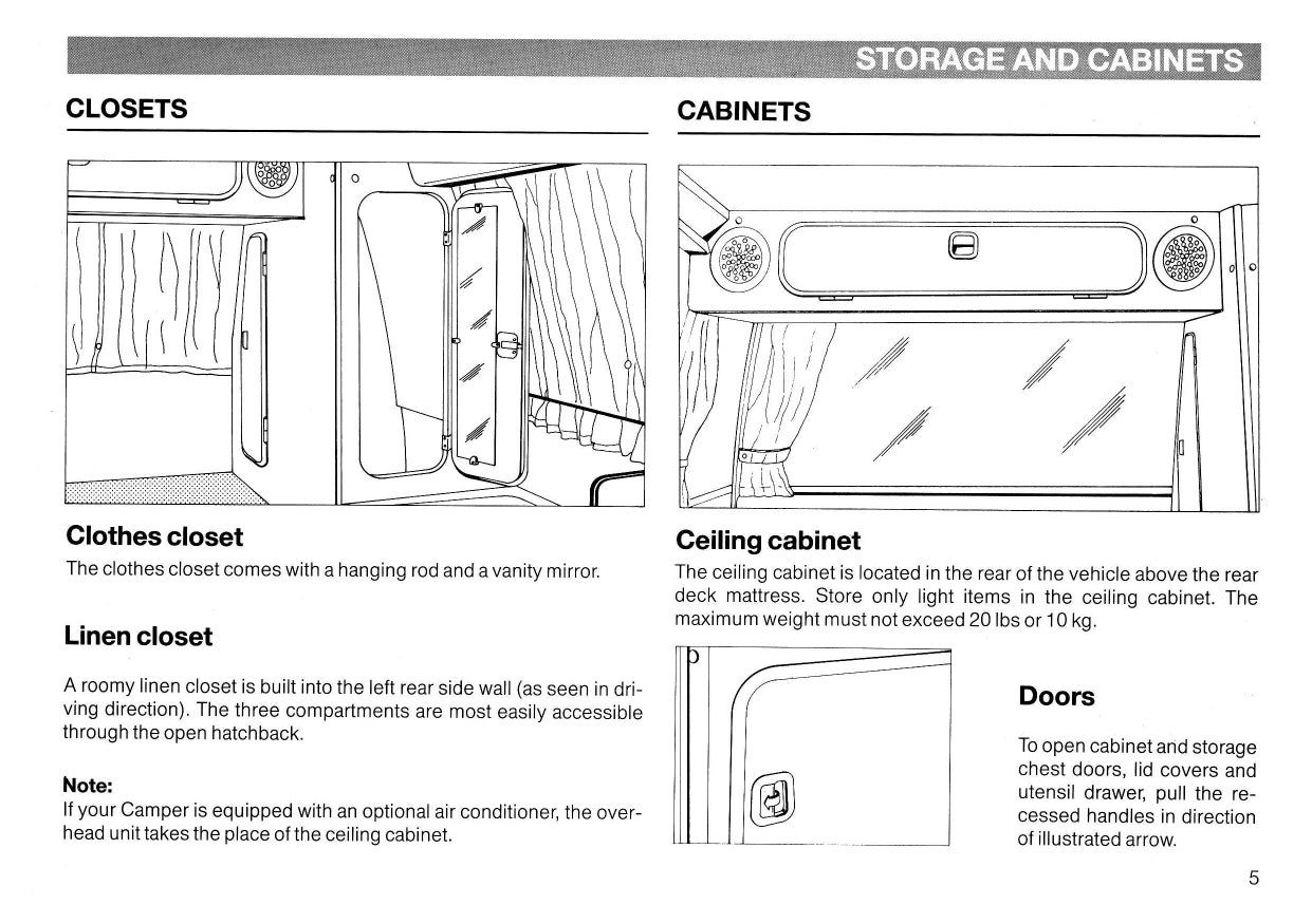 1987 Volkswagen Camper Manuel du propriétaire Supplement | Anglais