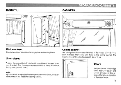 1987 Volkswagen Camper Owner's Manual | English