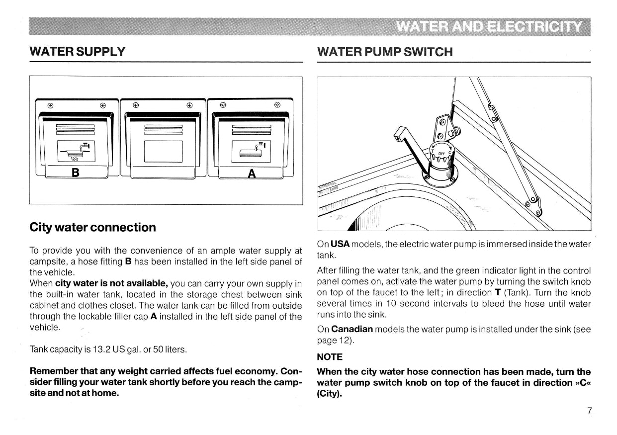 1987 Volkswagen Camper Owner's Manual | English